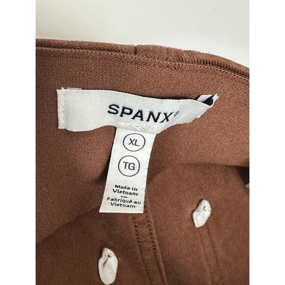 SPANX Stretch Twill Wide Leg Cropped High Rise Pants in Hickory Women's Size XL - Picture 4 of 6